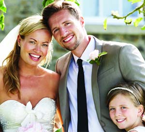 blended family on wedding day