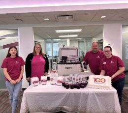 1st summit bank employees in the lobby celebrating 100 years